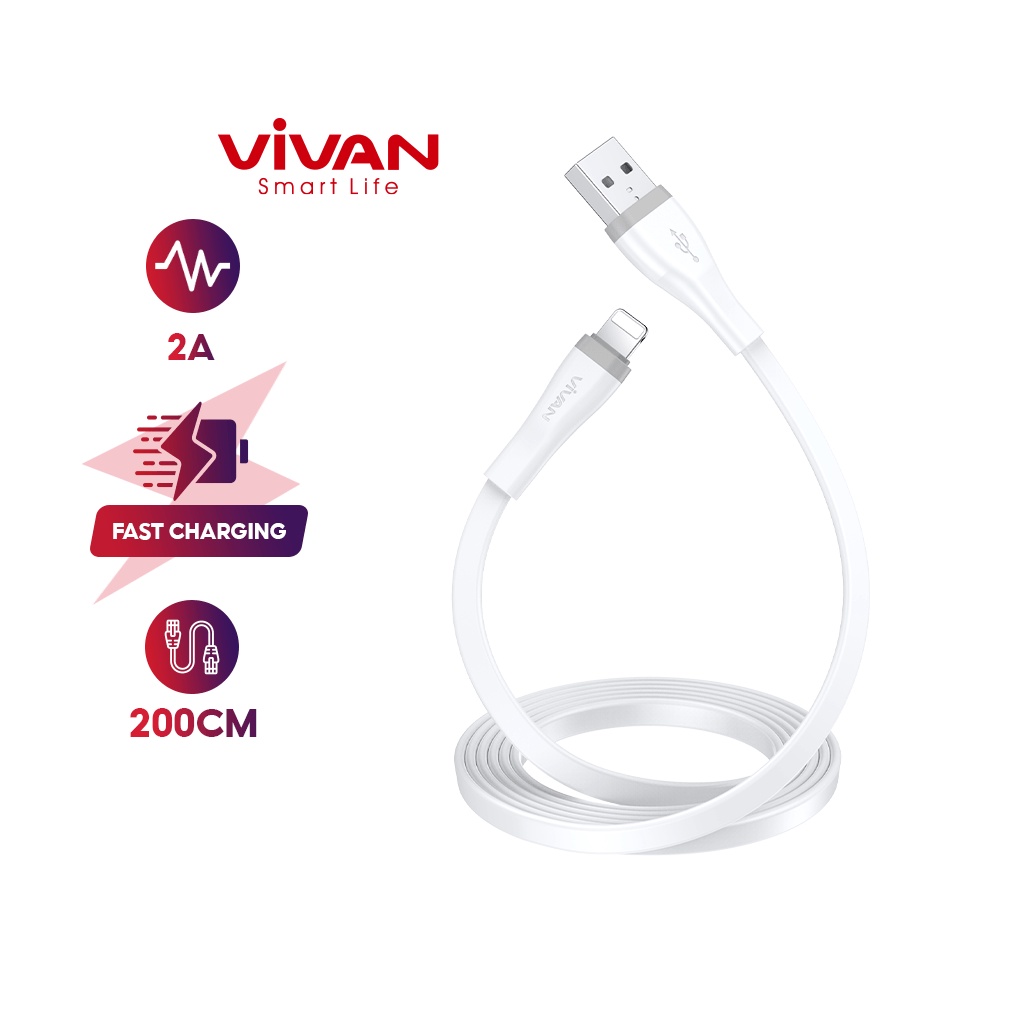 Cáp sạc nhanh VIVAN SL30S/SL200S dẹt 1m -CHÍNH HÃNG BẢO HÀNH 12 THÁNG