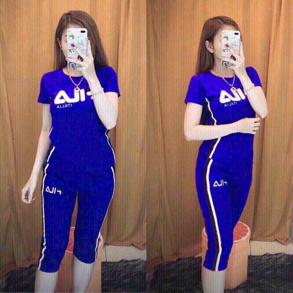 Set Cotton Lửng Nữ Dáng Thể Thao - Logo Thêu - SP Y Hình