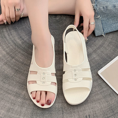 Giày Sandal Nữ Mới Thời Trang Phẳng XL Chống Trượt Mặc Làm Việc Mềm Người Trung Niên Và Người Già Dép Mềm Của Phụ Nữ