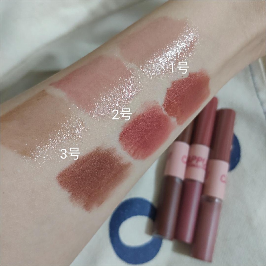 [Hàng mới về] Son kem tint lì Cappuvini sắc tố cao lâu trôi 2 đầu 2 trong 1 Màu Hạt Dẻ Siêu Xinh Hàng Nội Địa Trung