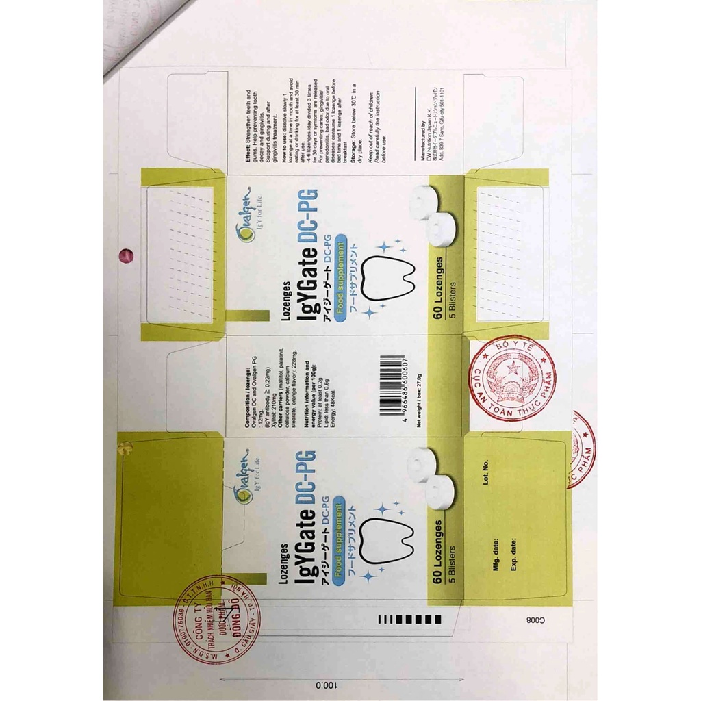 Igy Gate DC-PG Whit hộp 60 viên, Giúp bảo vệ răng , Giảm nguy cơ sâu răng , viêm nướu .