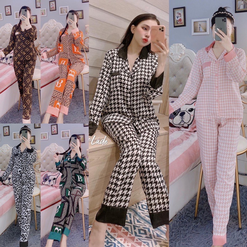 Bộ Pijama Lụa Satin Hoạ Tiết Mới