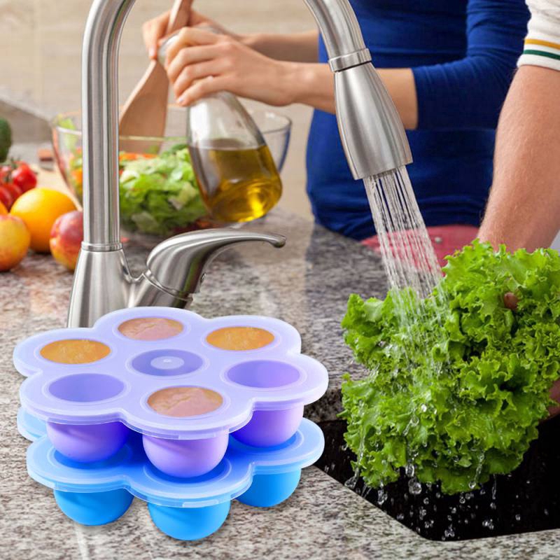 Khay silicon 7 lỗ làm kem đa năng có nắp đậy tiện dụng