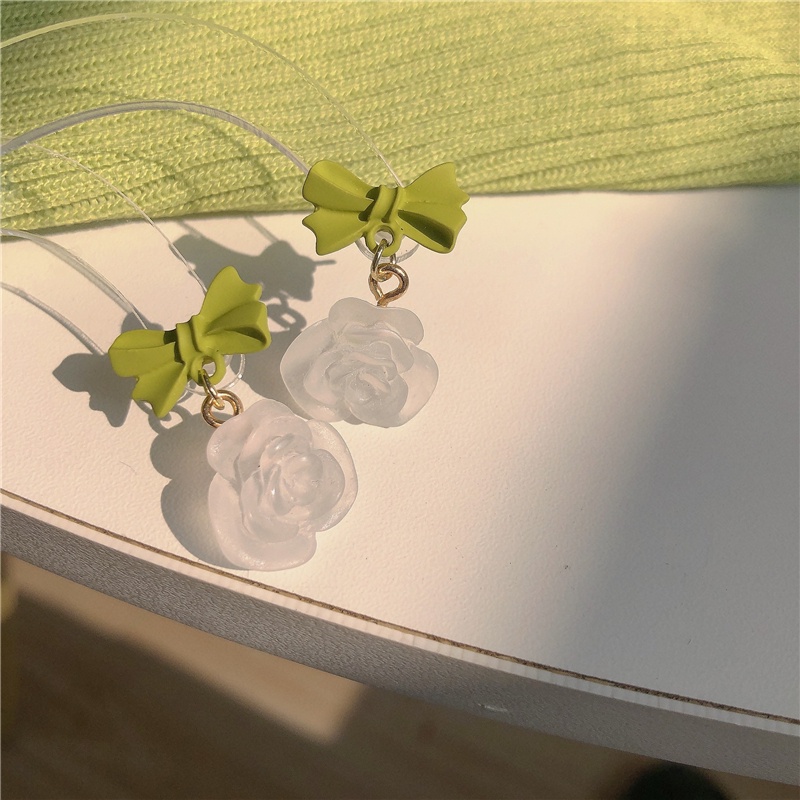 Bông Tai Hình Hoa Hồng Đính Nơ Siêu Nữ Tính Hợp Thời Trang