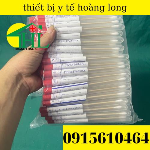 [Hàng Nhập Khẩu] Tăm Bông Lấy bệnh Phẩm Cán gỗ Vô Trùng Túi 100 Que