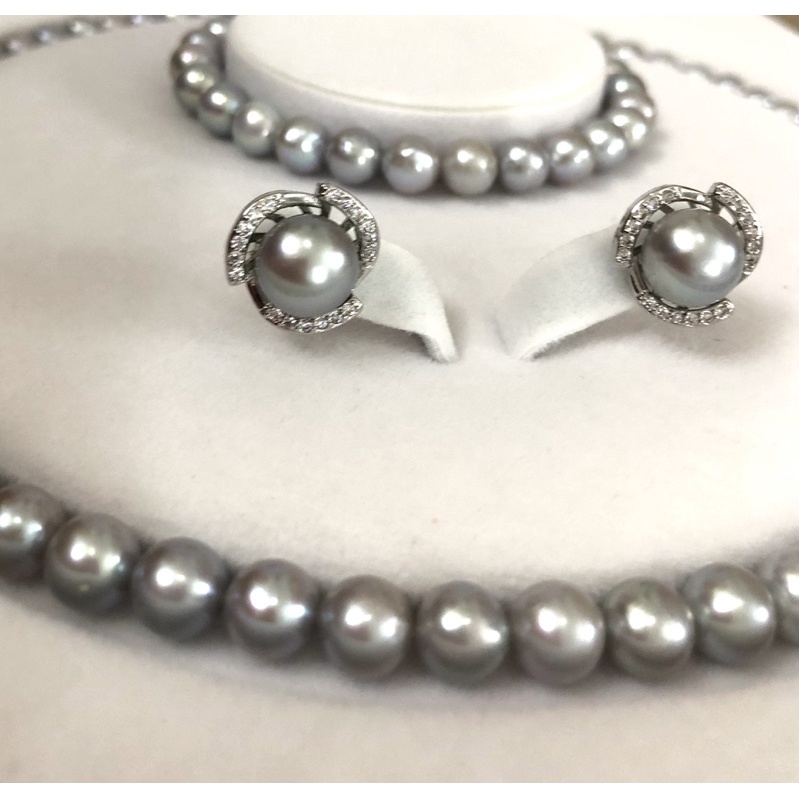 Bộ trang sức 4 món màu xám 9 ly