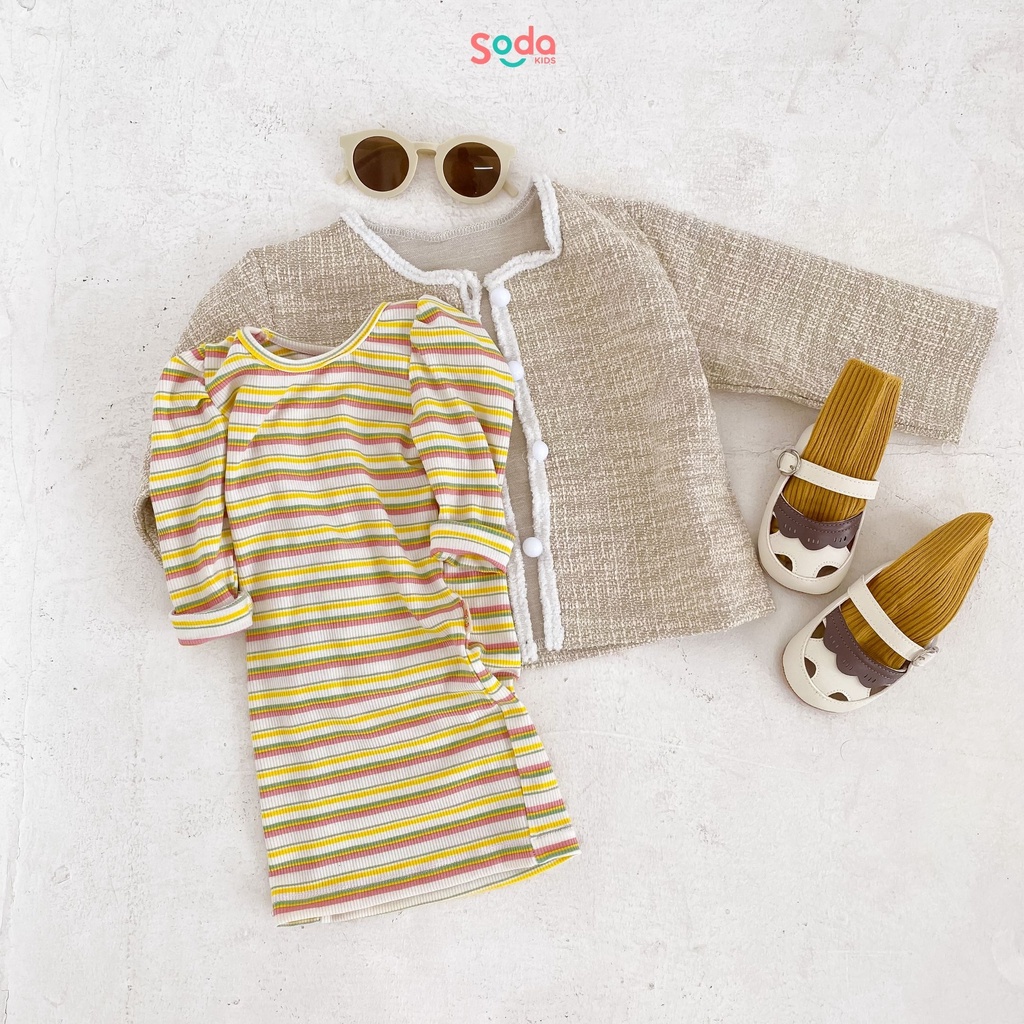 Váy body bé gái SODA KIDS thiết kế tay bồng, chất liệu thun tăm co giãn tốt, phong cách Hàn Quốc