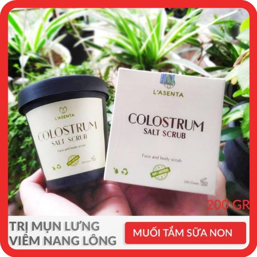 Muối tắm loại bỏ mụn lưng ⚡𝐅𝐑𝐄𝐄 𝐒𝐇𝐈𝐏⚡ viêm nang lông kết hợp tẩy tế bào, da chết body Lasenta - Tinh chất sữa non 200 gr