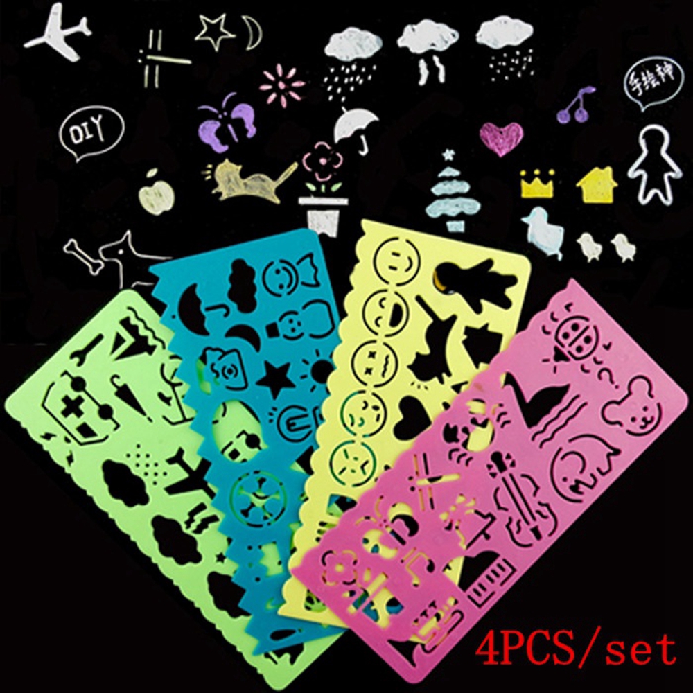 Bộ 4 thước vẽ họa tiết nghệ thuật cho trẻ em