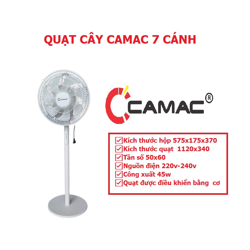 Quạt đứng Camac CM-30 kiểu 7 cánh, 3 chế độ quạt làm mát không khí, bảo hành chính hãng 12 tháng
