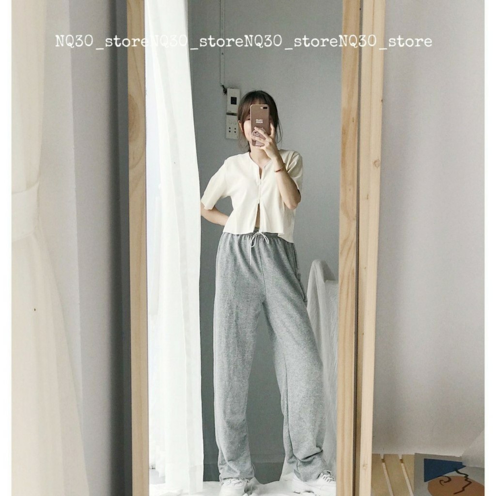 Quần ống rộng nữ cạp chun lai tưa chất da cá | BigBuy360 - bigbuy360.vn