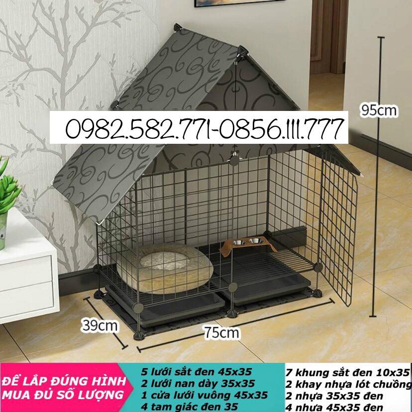 CHUỒNG CHO PET KIỂU NGÔI NHÀ-KÈM KHAY VỆ SINH SIZE 35, LỒNG THỎ,CHÓ,MÈO,RÙA