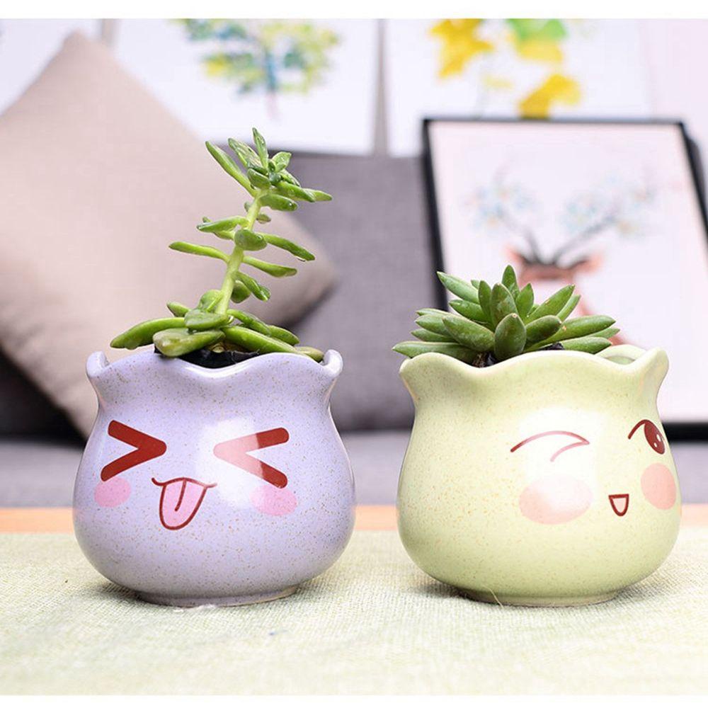 YIYU Chậu Hoa Hình Hoạt Hình Màu Macaron Dùng Trang Trí Văn Phòng / Ban Công / Vườn / Phòng Ngủ