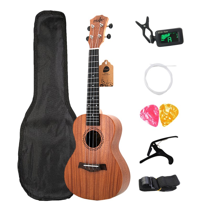 Concert Ukulele Kits 23 Inch Rosewood 4 Strings Hawaiian Mini Guitar With Bag Tuner Capo Strap Stin