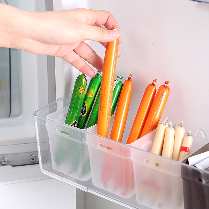 Set 2 Hộp Đựng Đồ Dùng Nhà Bếp/ Tủ Lạnh Thiết Kế Đục Lỗ Đa Năng Tiện Dụng