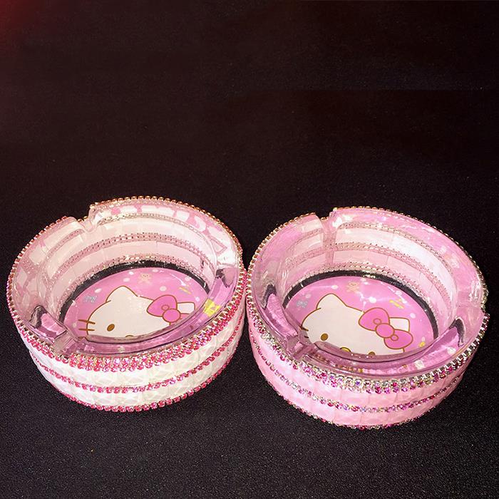 Gạt Tàn Thuốc Thủy Tinh Hình Mèo hello kitty Đáng Yêu Sáng Tạo Dễ Thương