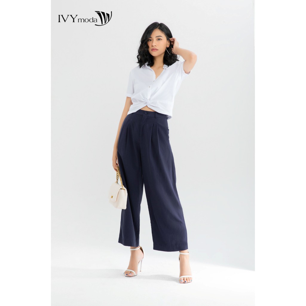 [NHẬP WABRTL5 GIẢM 10% TỐI ĐA 50K ĐH 250K ]Quần dài nữ ống rộng thiết kế IVY moda MS 22B8702