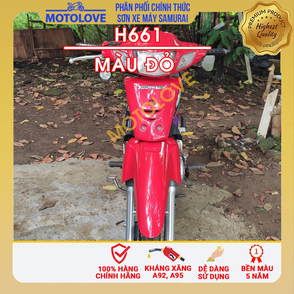 Sơn Samurai màu đỏ honda H661-200 - chai sơn xịt chuyên dụng nhập khẩu từ Malaysia.