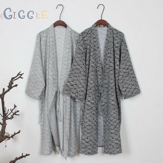 Men Summer Pajamas Pure Cotton Japanese Classic Bathrobe Kimono Yukata Traditional Gown Nightwear Robe