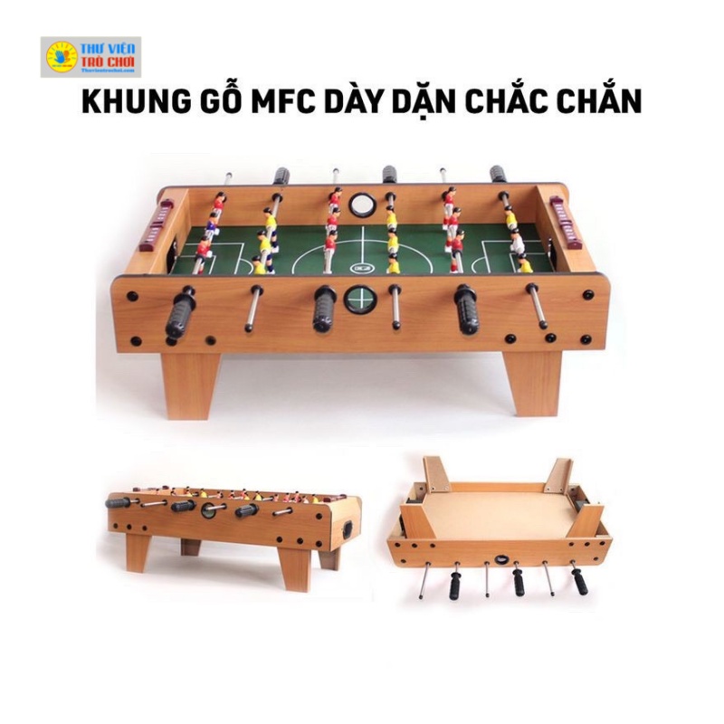 Bàn bi lắc bóng đá bằng gỗ - Size lớn 50x25x15.5 (6 tay)/ Size nhỡ 34.5x23x7 (4 tay)