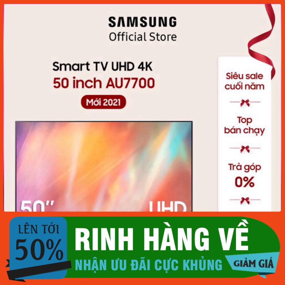 Smart Tivi Samsung Crystal UHD 4K 50 inch UA50AU7700KXXV - Miễn phí lắp đặt