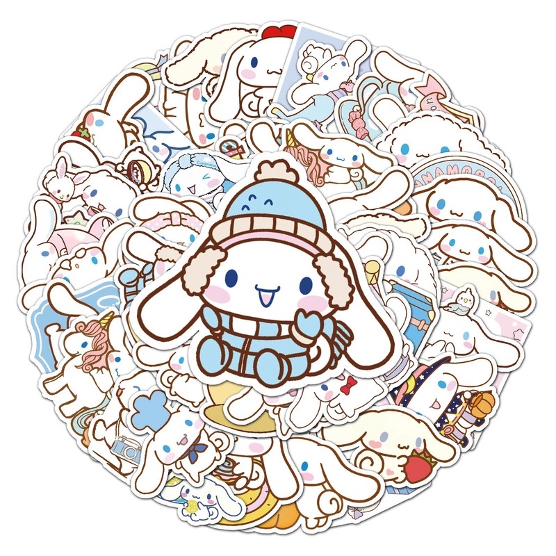 Z & M❀ Hình Dán Cinnamoroll ❀ Bộ 50 Miếng Dán Chống Thấm Nước Hình Sanrio Trang Trí Độc Đáo