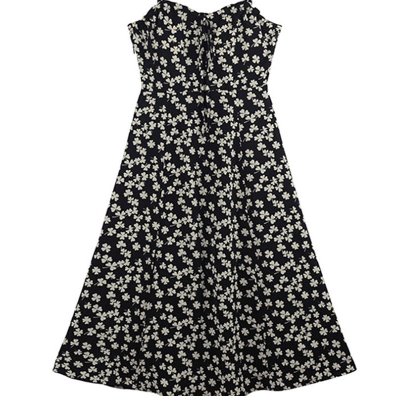 Đầm IELGY hai dây vải chiffon ôm dáng vừa vặn họa tiết hoa thiết kế xẻ tà phong cách Pháp thời trang