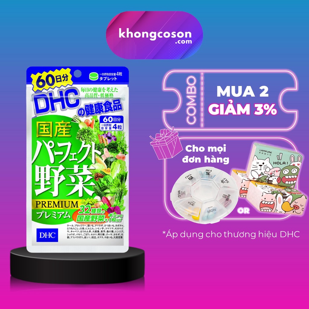 Viên Rau Củ DHC Viên Uống Tổng hợp Premium Hỗ Trợ Giảm Cân 15, 30 và 90 Ngày - Khongcoson