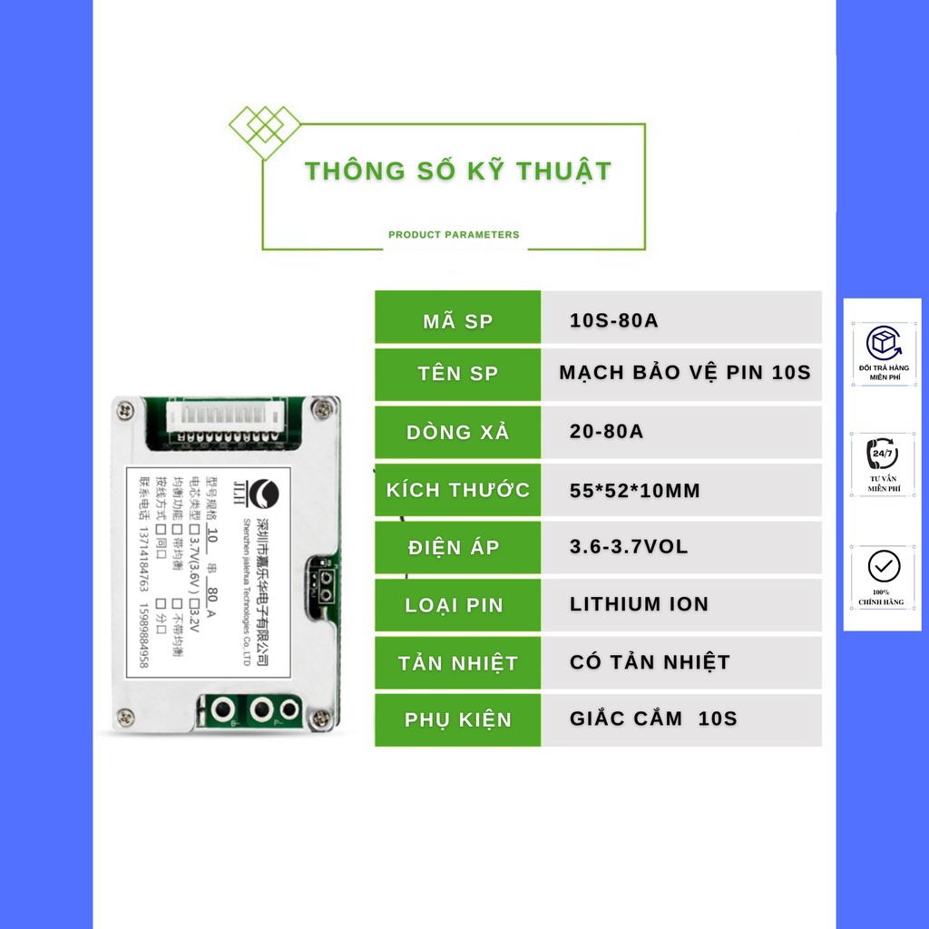 Mạch 10s 80a đa Năng Sạc Và Bảo Vệ Cell Li-ion 3.7V Máy Khoan Bê Tông Bắn Vít Cầm Tay JHL Dùng Từ 3s Tới 10s M01