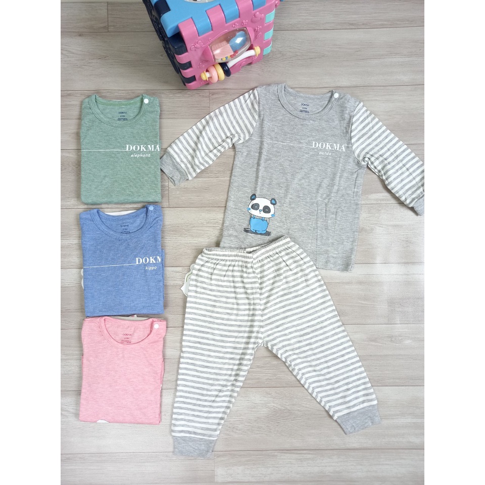 Bộ cài vai dài tay Dokma cho bé 9-24m