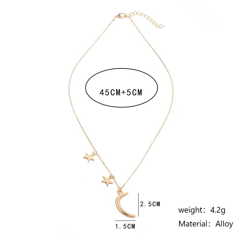 Dây chuyền mặt hình mặt trăng và ngôi sao lãng mạn