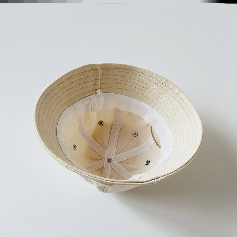 Mũ Bucket Màu Sắc Đơn Giản Thêu Họa Tiết Xinh Xắn Phong Cách Hàn Quốc Cho Bé