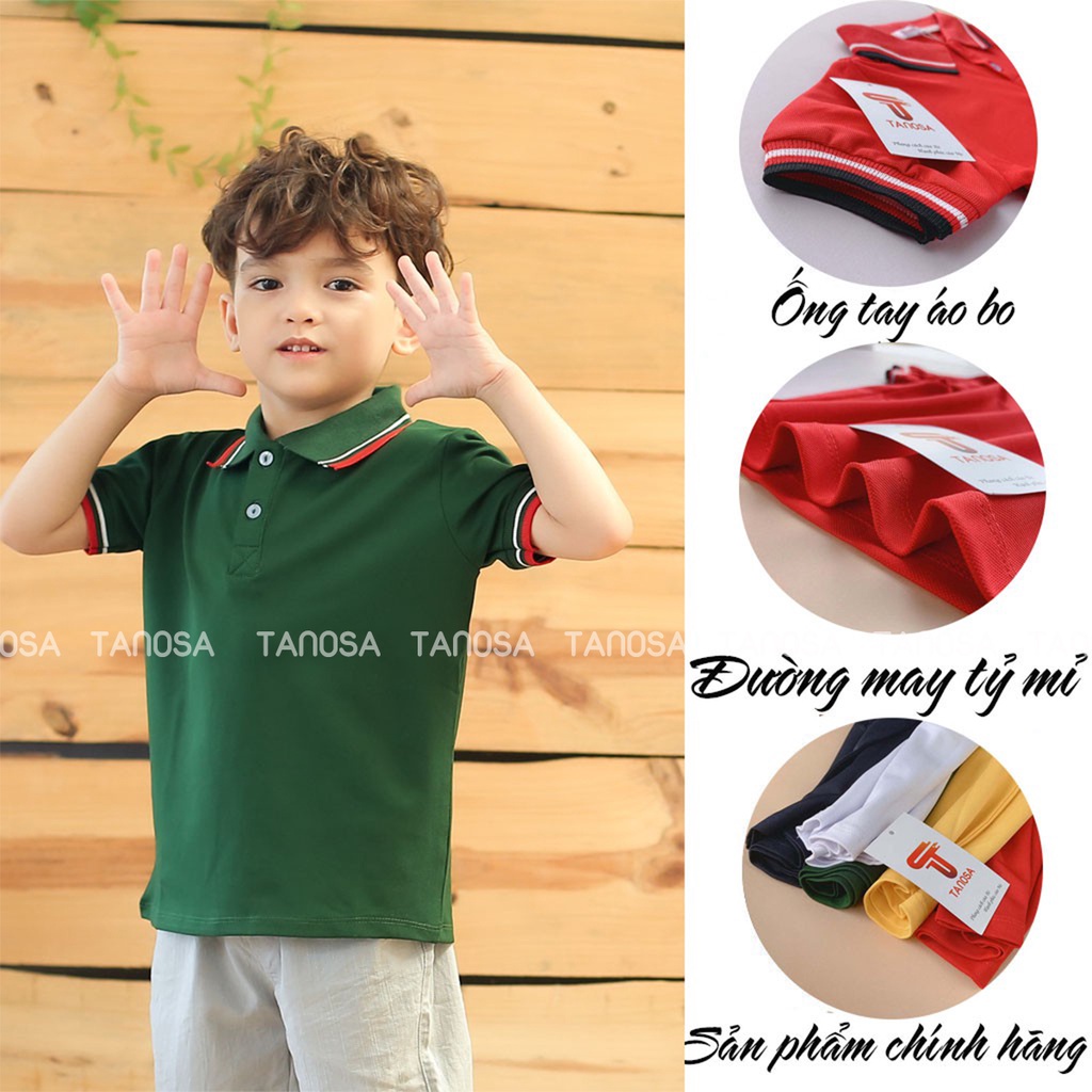 Áo Polo trơn cho bé trai Tanosa Kids 10-27kg - Aó Polo chính phẩm Tanosa Kids