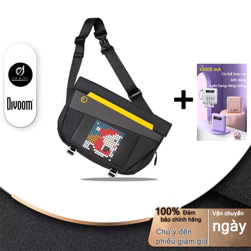 Túi đeo chéo DIVOOM Pixoo Slingbag-V hiển thị màn hình LED, có thể đựng laptop/ipad 11 inch