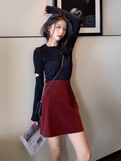 Chân váy chữ A màu đỏ (sẵn)
