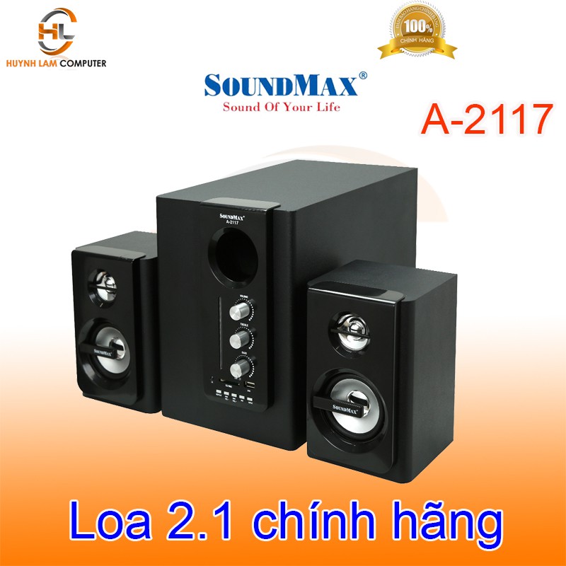 Loa SoundMax - Loa vi tính 2.1 SoundMax A2117 hỗ trợ thẻ nhớ USB điều khiển từ xa -