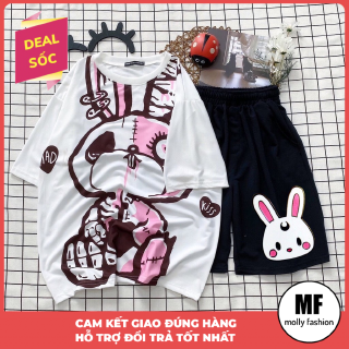 Đồ bộ hoạt hình form rộng Unisex THỎ ROBOT Freesize dành cho nam nữ Molly Fashion