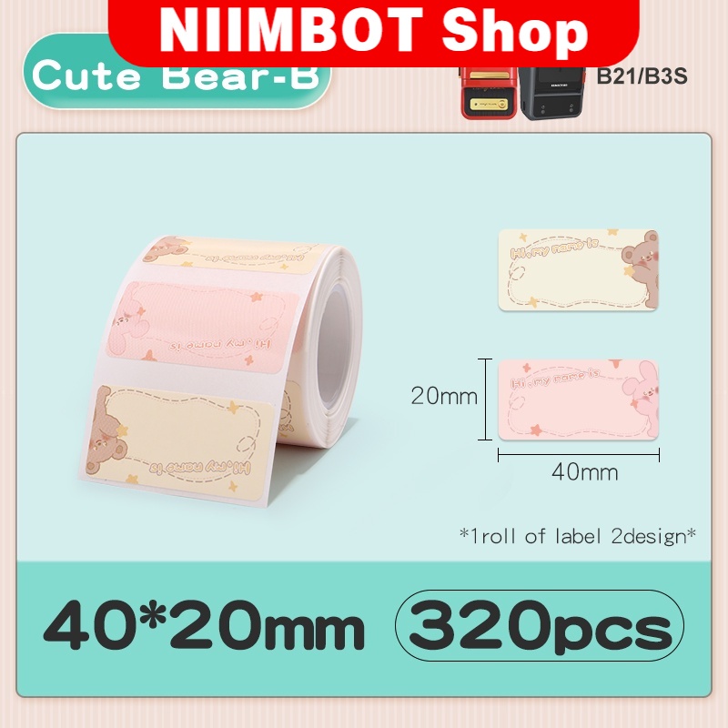 Nhãn Dán Tên Tự Dính Chống Nước Họa Tiết Động Vật Dễ Thương B21 / B3S / B203