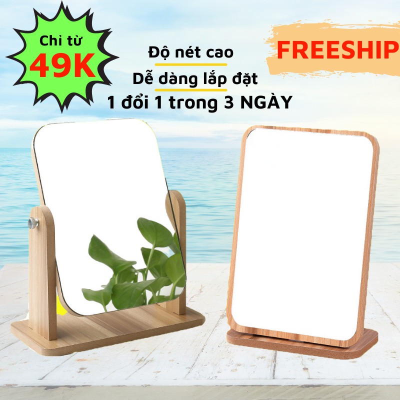 Gương Để Bàn, Gương Gỗ Mini Trang Điểm Để Bàn Decor Phong Cách Hàn Quốc PAPAA.HOME