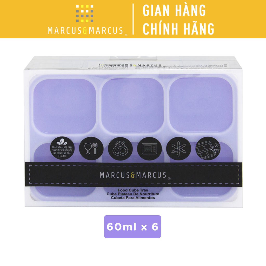 Khay silicon trữ đông đồ ăn dặm cho bé Marcus & Marcus - Willo (60ml x 6 ngăn)
