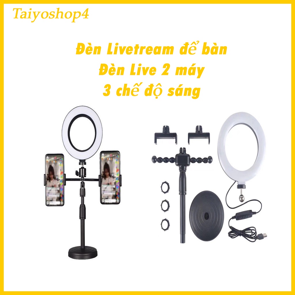 Đèn Livetream DK-099 để bàn 3 trong 1 - Kẹp được 2 điện thoại cũng lúc, Có 3 chế độ màu khác nhau Taiyoshop4