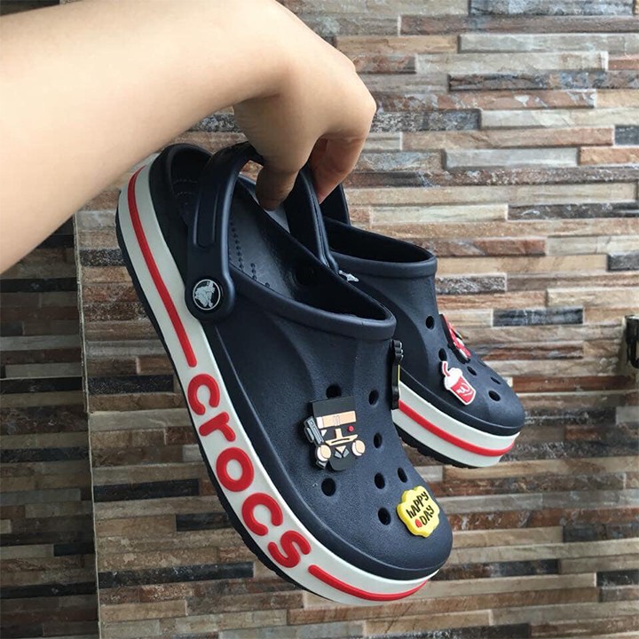 Dép sục Cross nam nữ, croos cá baya màu xanh than full size 35 đến 44, tặng sticker gài dép kèm hộp