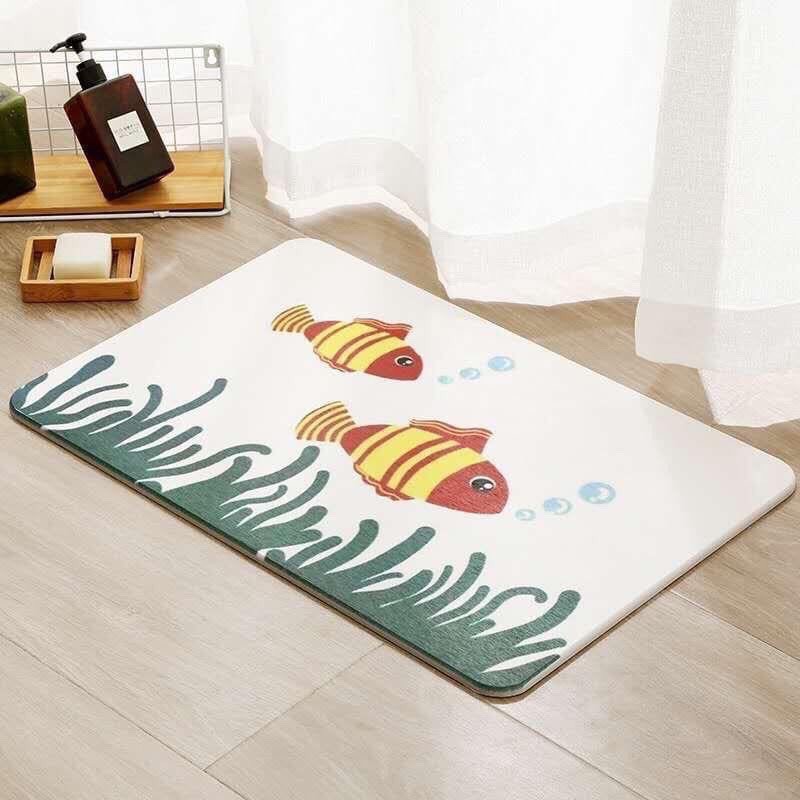 Thảm Đá Siêu Thấm, Thảm Dậm Chân Nhà Tắm Chống Trơn Trượt  Nhiều Màu, 40 x 60 Cm