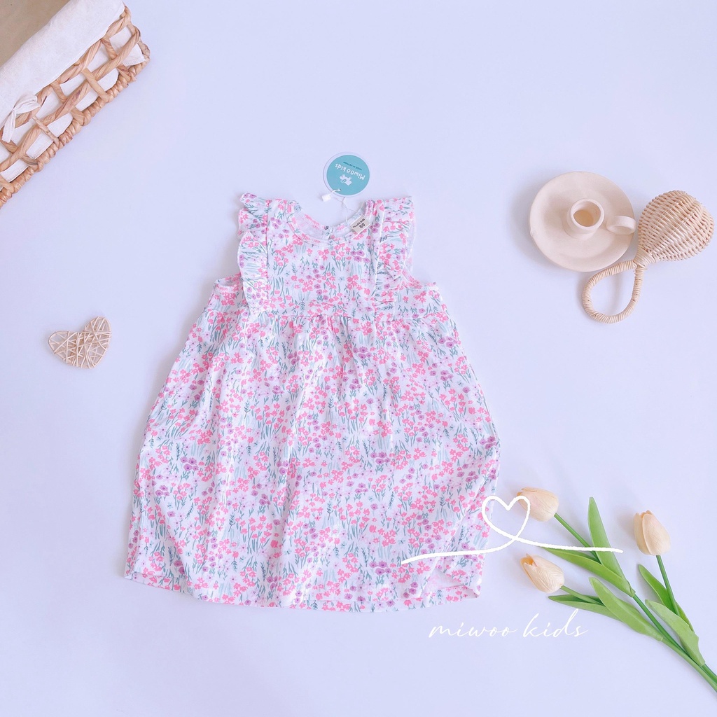 Váy Chất Cotton Mềm Cánh Tiên Kèm Khuy Lưng Giọt Nước Cho Bé Gái MINTSCLOSET Size Từ 1 - 6 Tuổi - GV0039