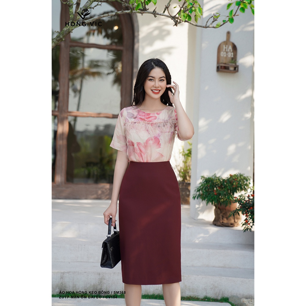 Áo nữ thiết kế Hong Vic hoa hồng kẹo bông SM368