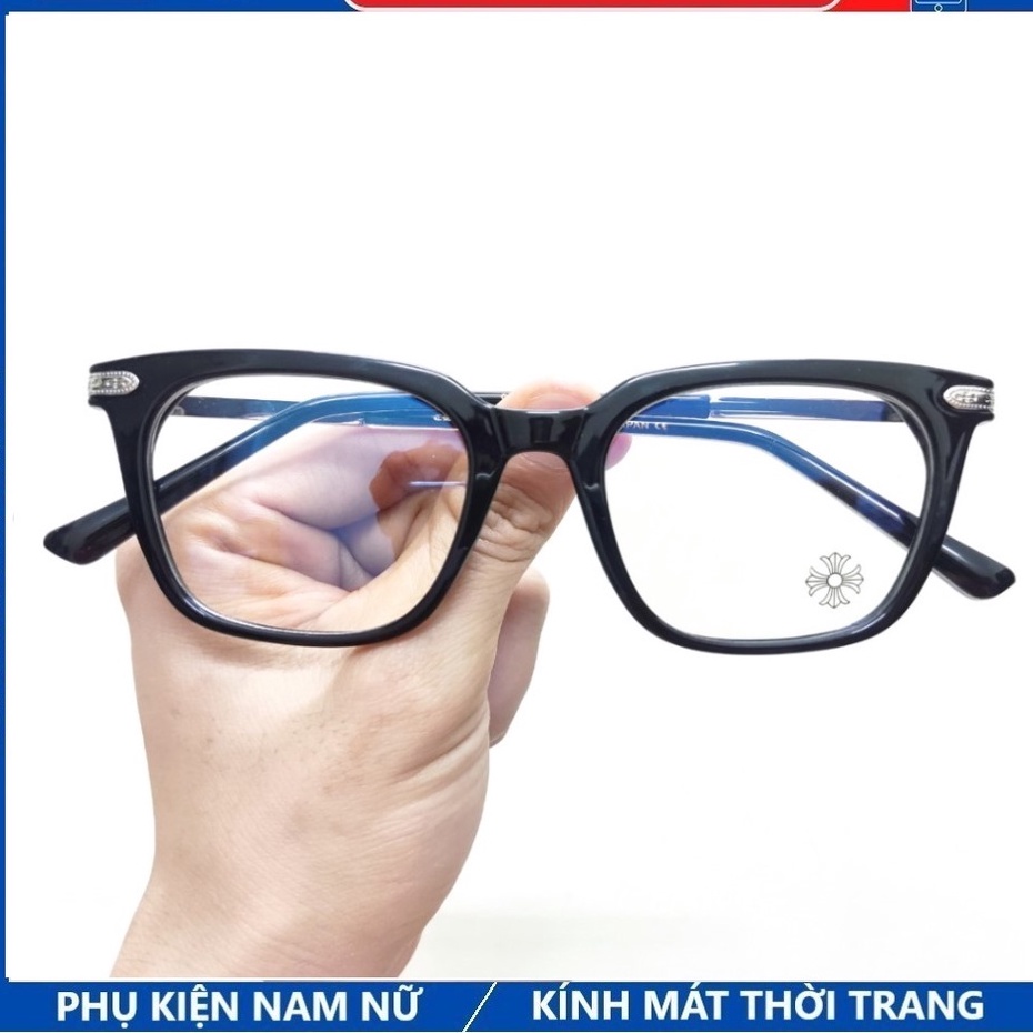 Gọng kính cận vuông Chrome hearts Cao Cấp vuông nam nữ , chân cốt kim loại bền đẹp thời trang 9029
