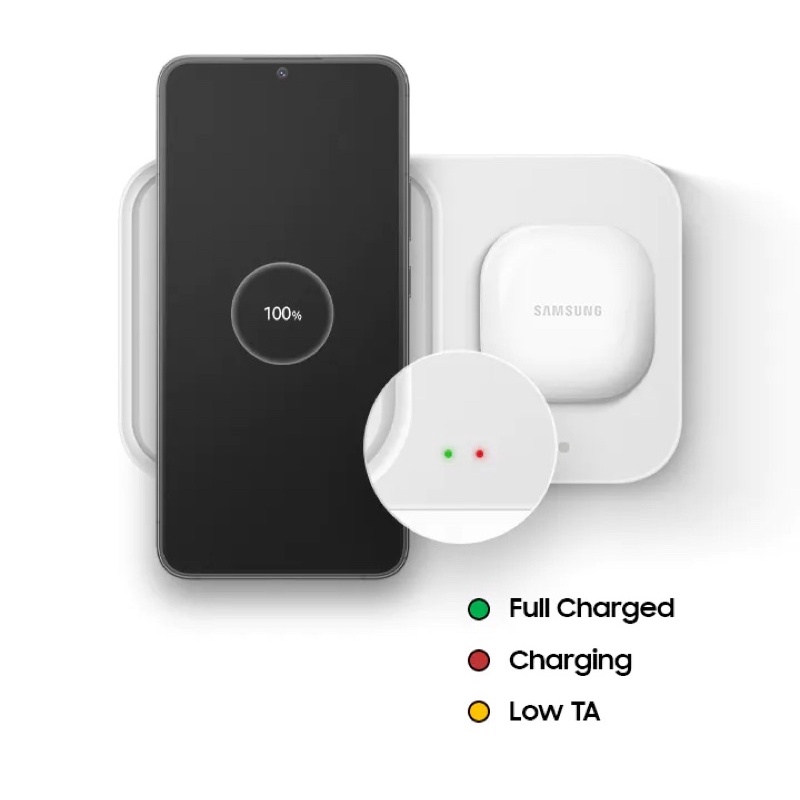Chính hãng-Không kèm củ và cáp-Đế sạc đôi không dây 15w Super Fast Wireless Charger Duo P5400 Samsung bh 6 tháng