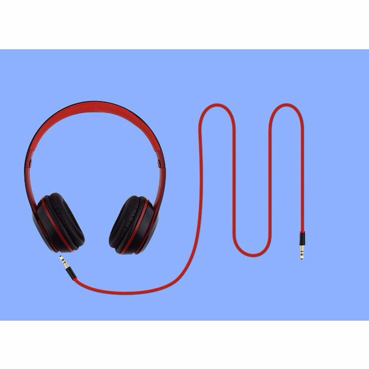 Tai nghe chụp tai cao cấp có khe thẻ nhớ Bluetooth P47 ( đen đỏ) kèm cáp sạc