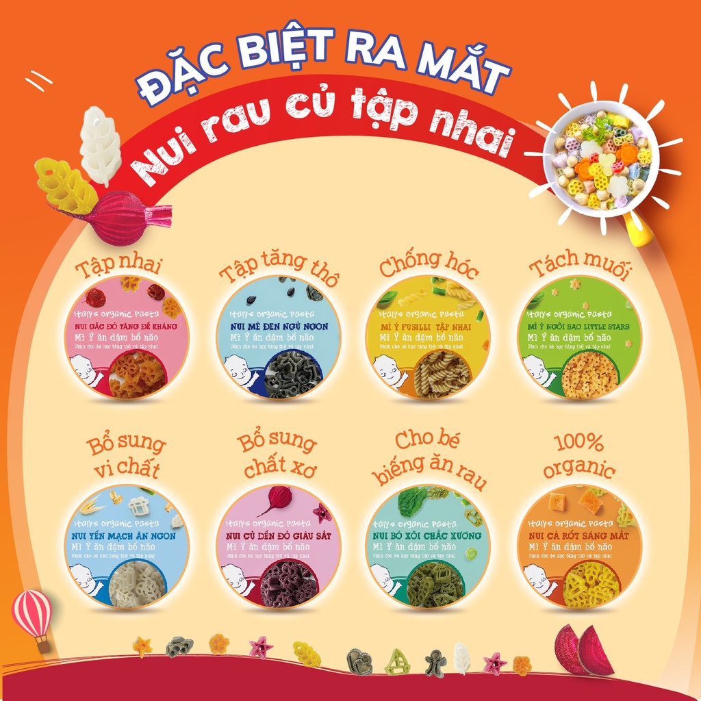 Nui ăn dặm rau củ tách muối MĂMMY hộp 100g