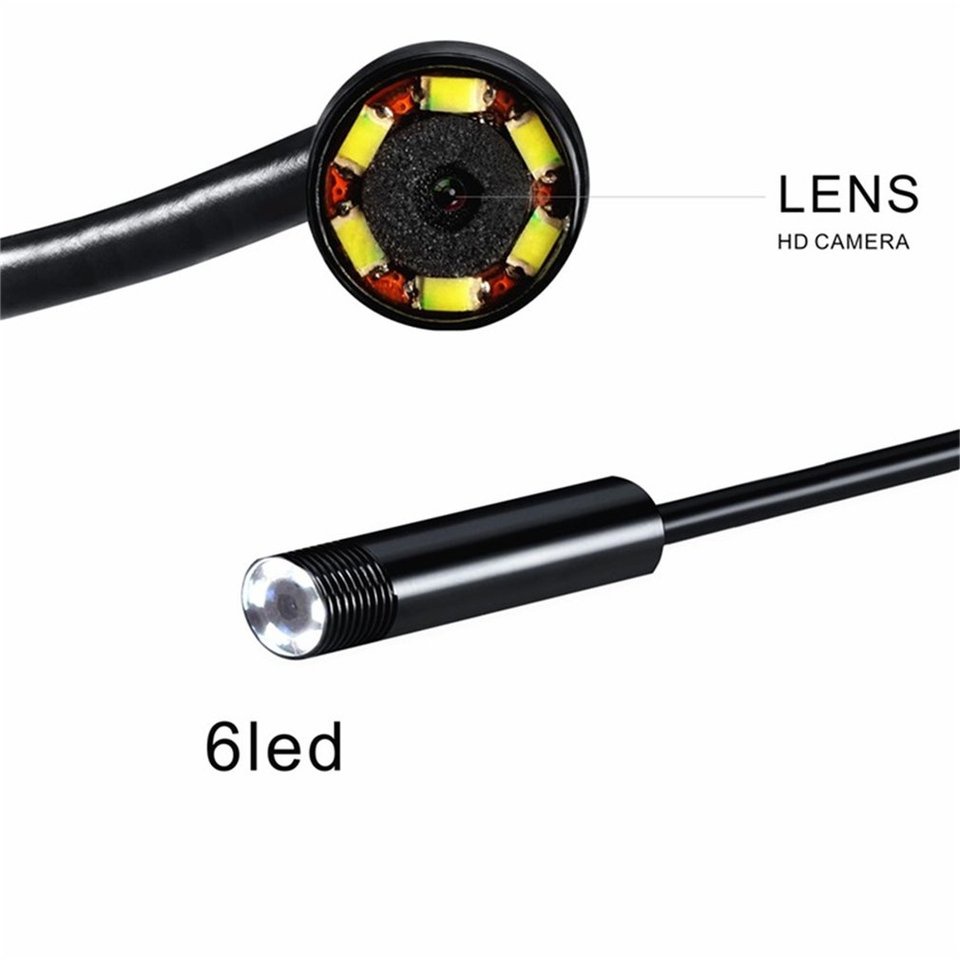 Camera Nội Soi 10m 7mm 6 Bóng Led Chống Nước Kết Nối Điện Thoại Android